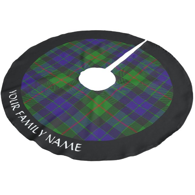 Clan Gunn Tartan Brushed Polyester Tree Skirt Weihnachtsbaumdecke (Schrägansicht)
