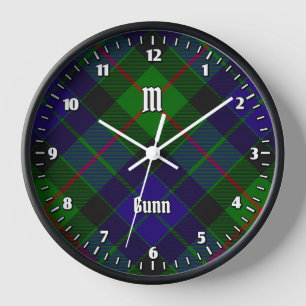 Clan Gunn Tartan Large Clock Uhr
