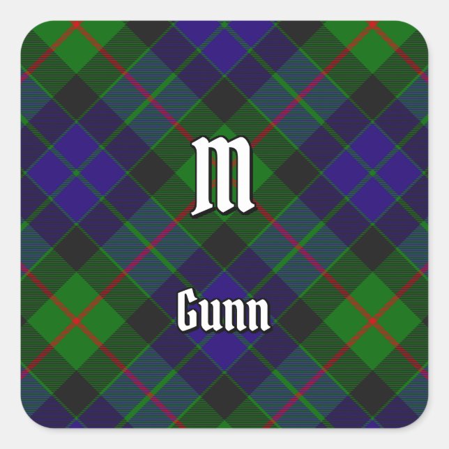 Clan Gunn Tartan Square Sticker (Vorderseite)