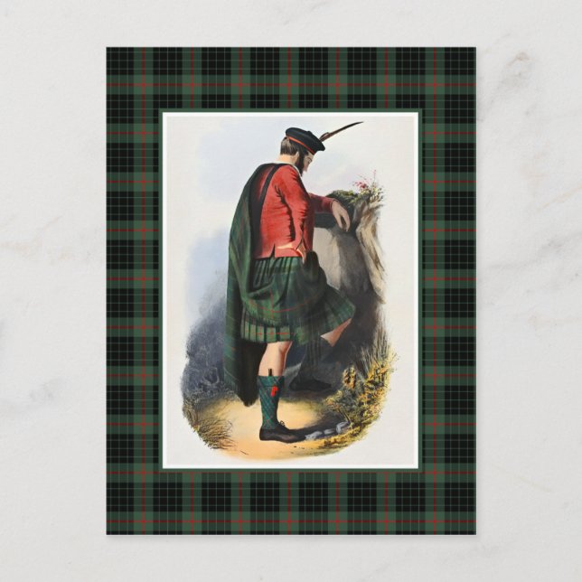 Clan Gunn Vintag Illustration Tartan Frame Postkarte (Vorderseite)