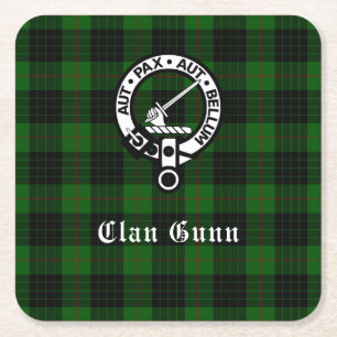 Clan Gunn Wappen Abzeichen & Tartan Paper Unterset Rechteckiger Pappuntersetzer