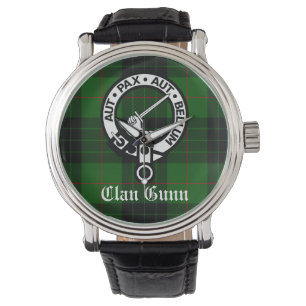 Clan Gunn Wappen Abzeichen und Tartan Armbanduhr