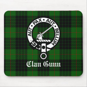 Clan Gunn Wappen Abzeichen und Tartan Mousepad