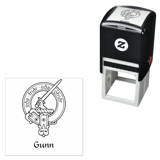 Clan Gunn Wappen Selbstfarbige Briefmarke Permastempel (Beispiel)