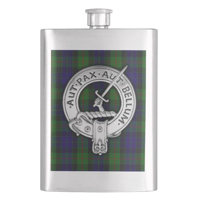 Clan Gunn Wappen & Tartan Flachmann (Vorderseite)