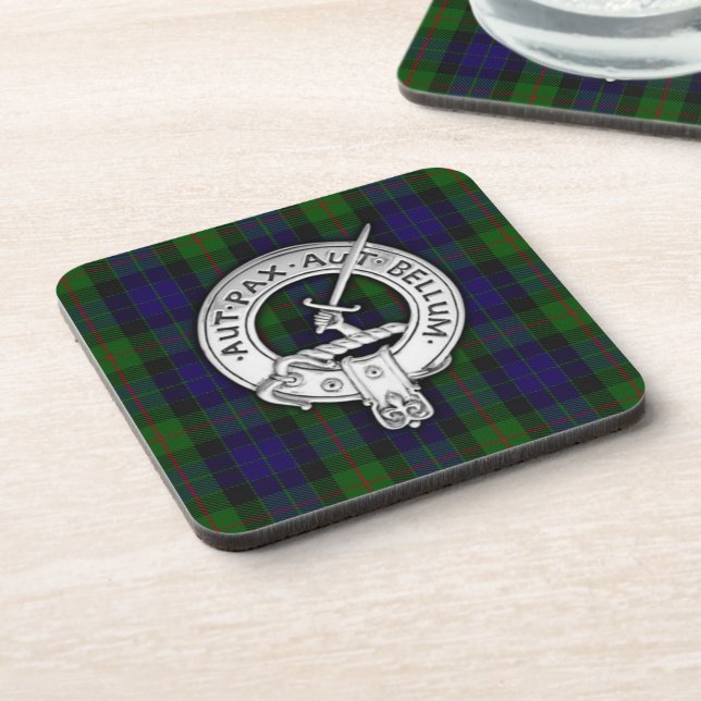 Clan Gunn Wappen & Tartan Getränkeuntersetzer (Linke Seite)