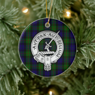 Clan Gunn Wappen & Tartan Keramik Ornament