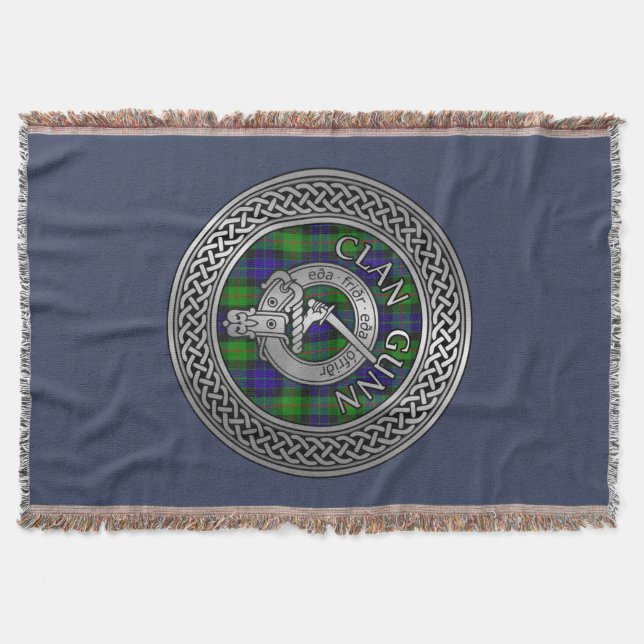 Clan Gunn Wappen & Tartan Knot Throw Blanket Decke (Vorderseite)