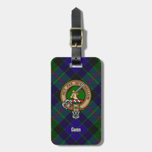 Clan Gunn Wappen über Tartan Gepäckanhänger