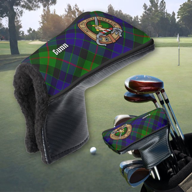 Clan Gunn Wappen über Tartan Golf Headcover (Von Creator hochgeladen)