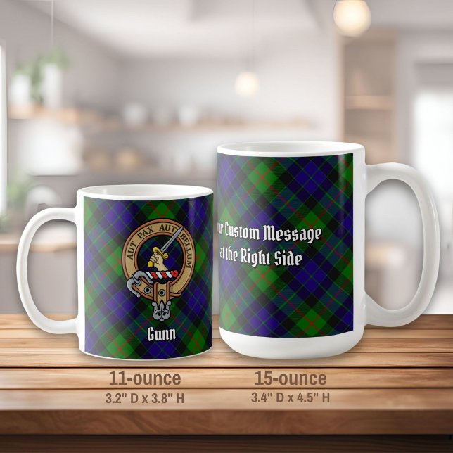 Clan Gunn Wappen über Tartan Kaffeetasse (Von Creator hochgeladen)