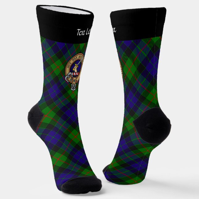 Clan Gunn Wappen über Tartan Socks Socken (Gewinkelt)