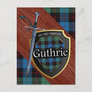 Clan Guthrie Tartan Sword & Shield Postkarte