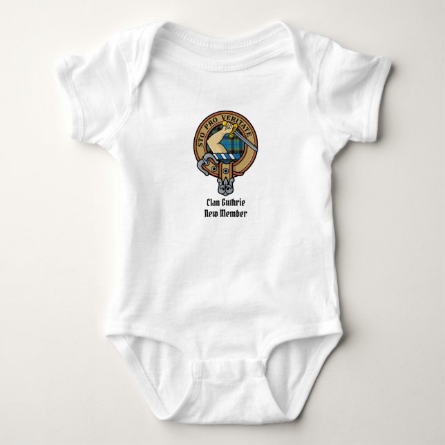 Clan Guthrie Wappen über Tartan Baby Strampler (Vorderseite)