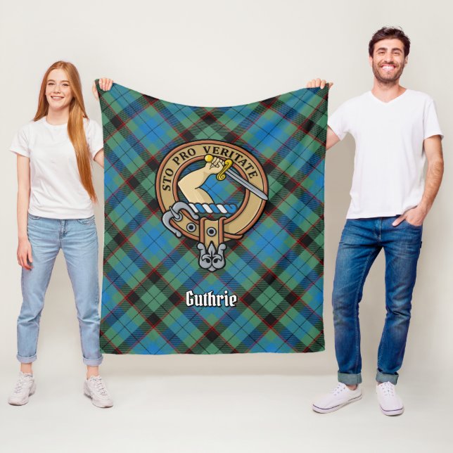 Clan Guthrie Wappen über Tartan Fleecedecke (Beispiel)