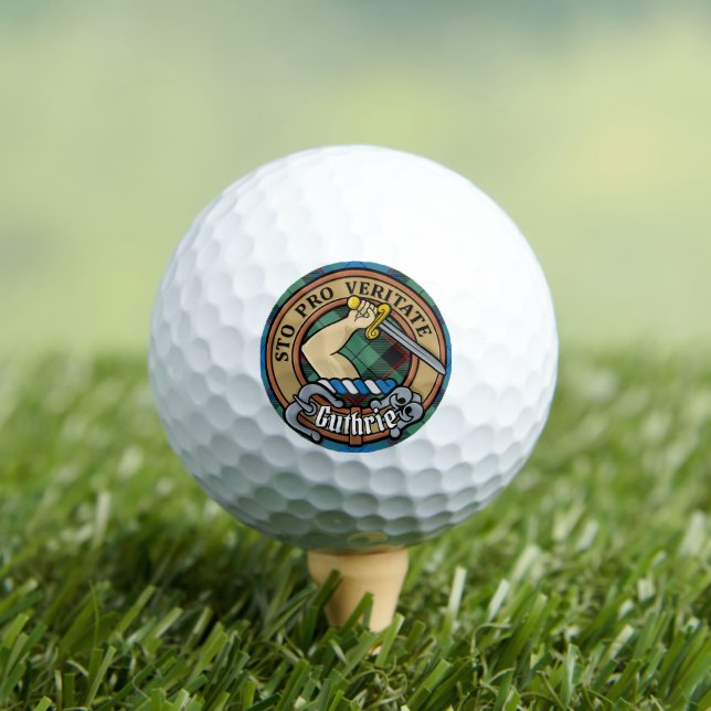 Clan Guthrie Wappen über Tartan Golfball (Insitu T-Shirt)