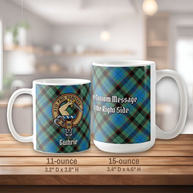 Clan Guthrie Wappen über Tartan Kaffeetasse (Von Creator hochgeladen)