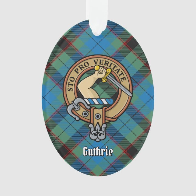 Clan Guthrie Wappen über Tartan Ornament (Vorderseite)