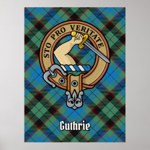 Clan Guthrie Wappen über Tartan Poster