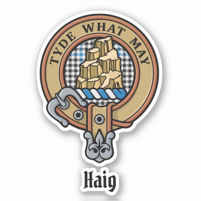 Clan Haig Crest over Check Tartan Aufkleber (Vorderseite)