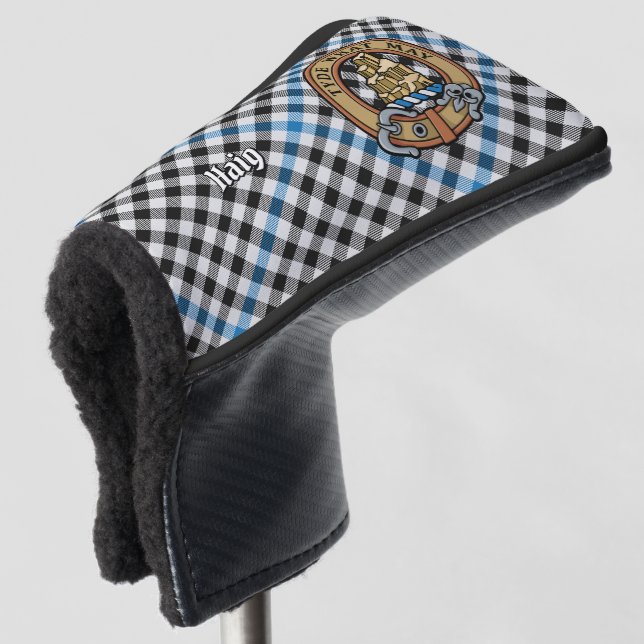 Clan Haig Crest over Check Tartan Golf Headcover (3/4 Vorderseite)