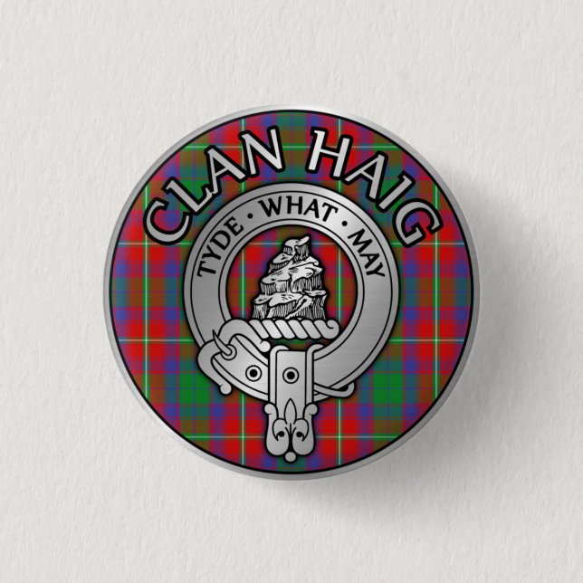 Clan Haig Wappen & Tartan Button (Vorderseite)