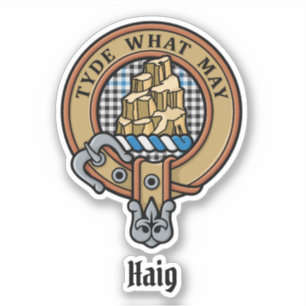 Clan Haig-Wappen über Check-Tartan Aufkleber