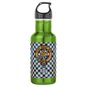 Clan Haig-Wappen über Check-Tartan Edelstahlflasche