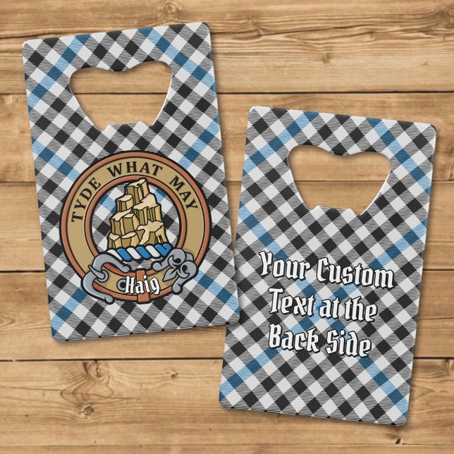 Clan Haig-Wappen über Check-Tartan Geldbeutel Flaschenöffner (Von Creator hochgeladen)