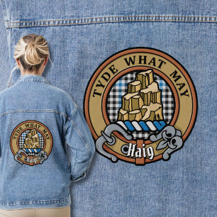 Clan Haig-Wappen über Check-Tartan Jeansjacke