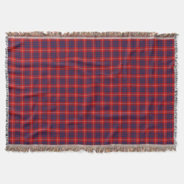 Clan Hamilton Bright Blue und Red Scottish Tartan Decke (Vorderseite)