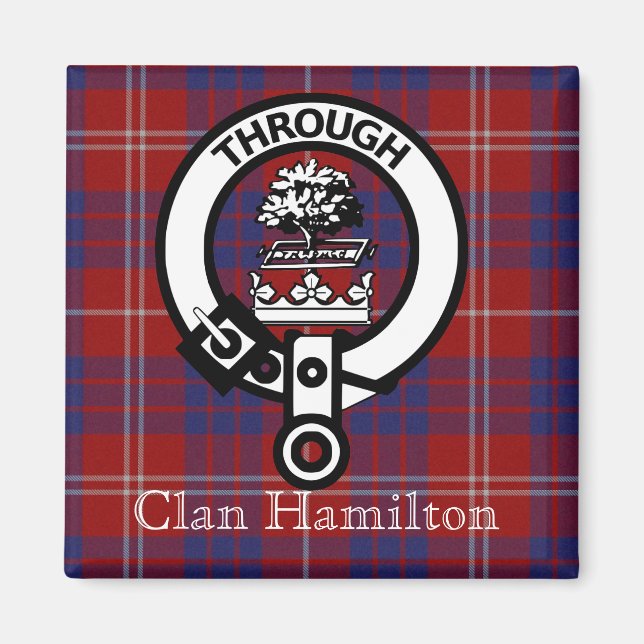 Clan Hamilton Crest and Tartan Magnet (Vorne)