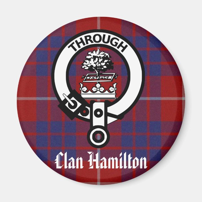 Clan Hamilton Crest & Tartan Magnet (Vorne)