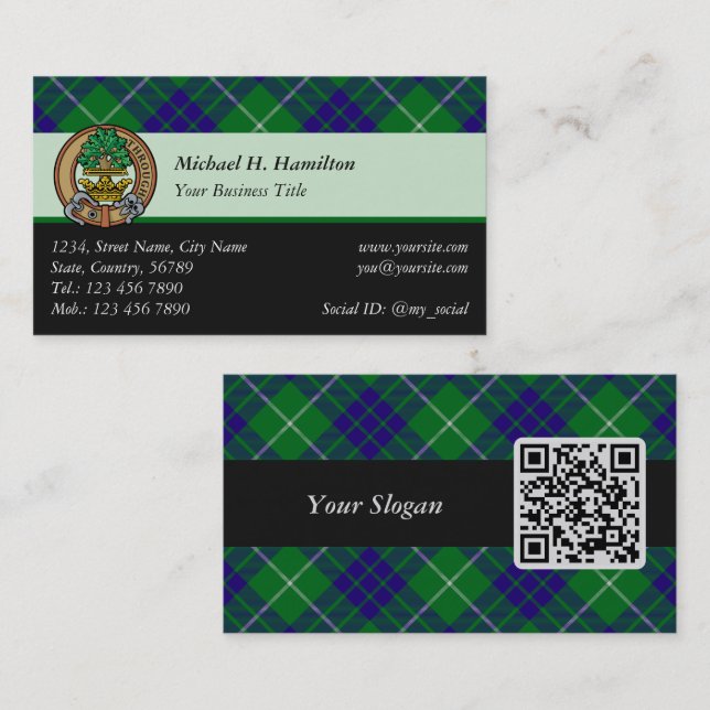 Clan Hamilton Hunting Tartan Business Card Visitenkarte (Vorne/Hinten)