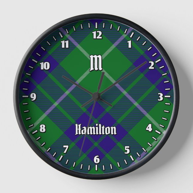 Clan Hamilton Jagd Tartan Große Uhr (Vorderseite)