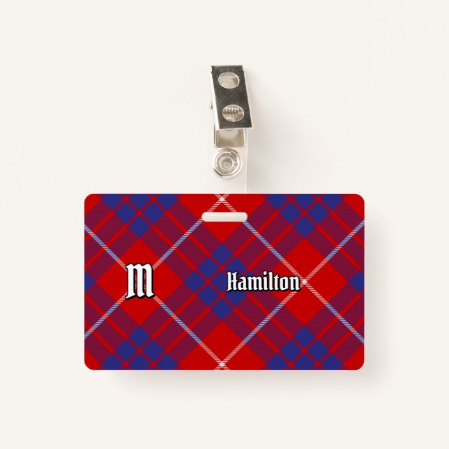 Clan Hamilton Red Tartan Abzeichen Ausweis (Vorderseite mit Klammer)