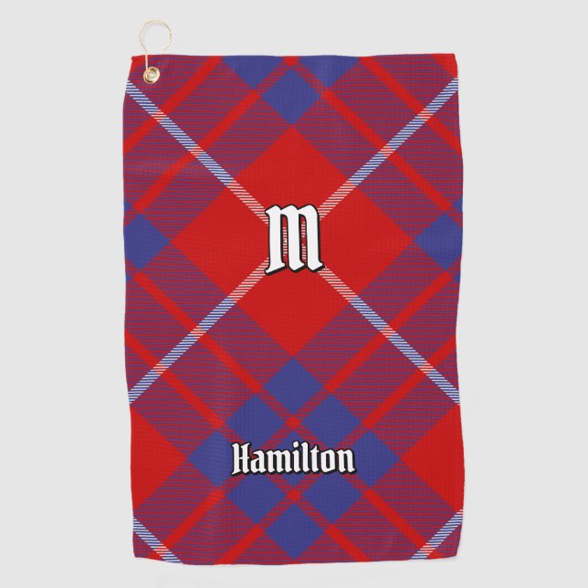 Clan Hamilton Red Tartan Golf Towel Golfhandtuch (Vorderseite)