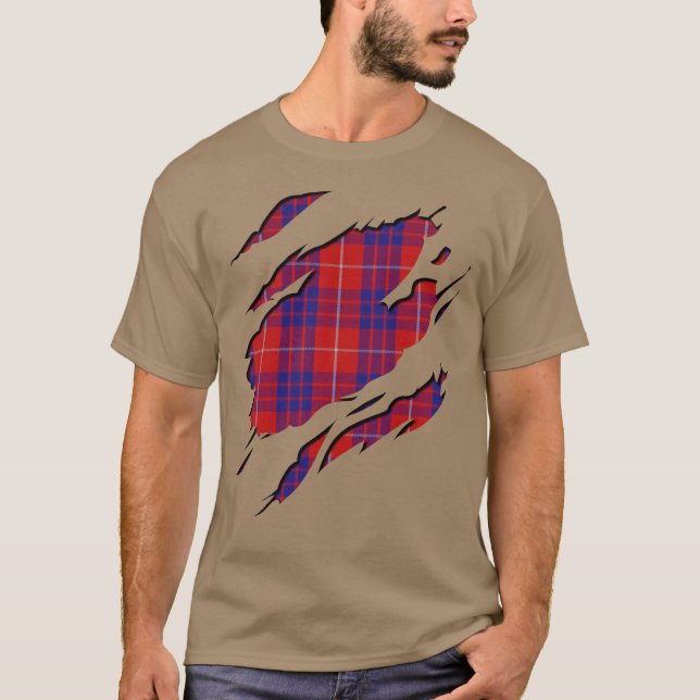 Clan Hamilton Tartan Karierte Wirkungen T-Shirt (Vorderseite)