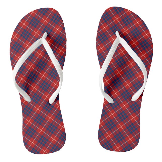 Clan Hamilton Tartan Red and Blue Kariert Flip Flops (Fußbett)