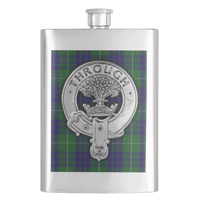 Clan Hamilton Wappen & Hunting Tartan Flachmann (Vorderseite)