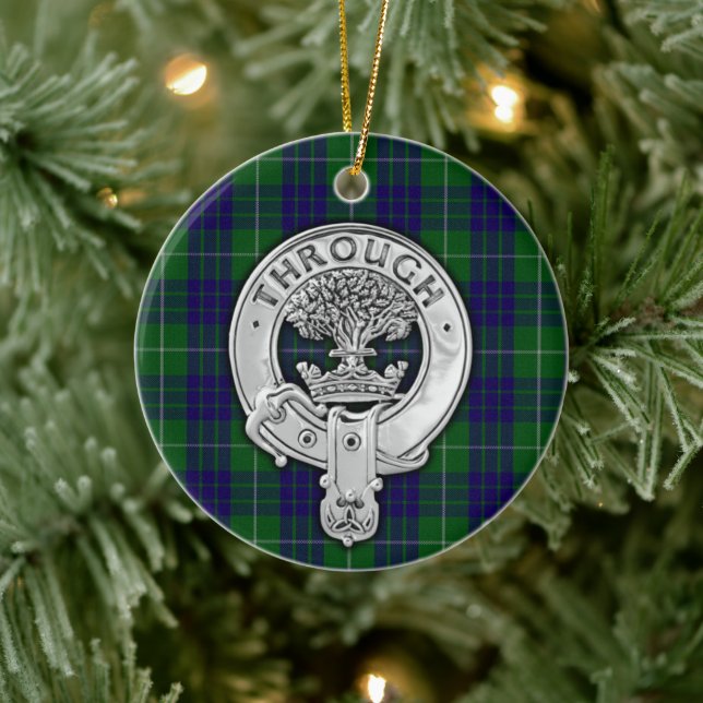 Clan Hamilton Wappen & Hunting Tartan Keramik Ornament (Baum)
