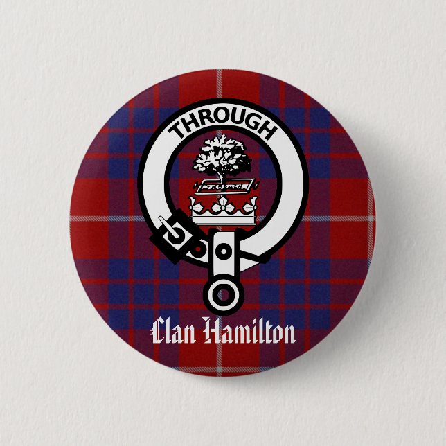 Clan Hamilton Wappen & Tartan Button (Vorderseite)
