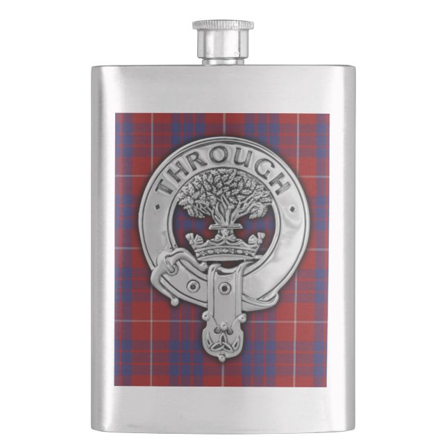 Clan Hamilton Wappen & Tartan Flachmann (Vorderseite)