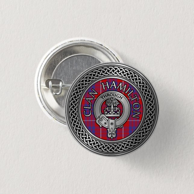Clan Hamilton Wappen & Tartan Knot Button (Vorne & Hinten)