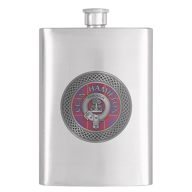 Clan Hamilton Wappen & Tartan Knot Flask Flachmann (Vorderseite)