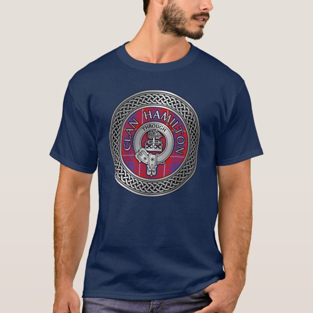 Clan Hamilton Wappen & Tartan Knot T - Shirt (Vorderseite)