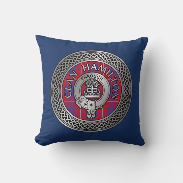 Clan Hamilton Wappen & Tartan Knot Throw Pillow Kissen (Vorderseite)
