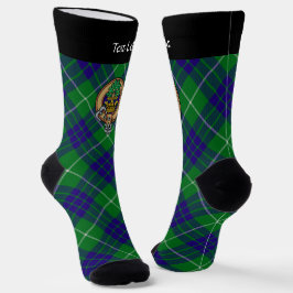 Clan Hamilton Wappen über Green Hunting Tartan Socken