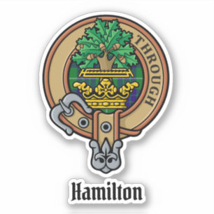 Clan Hamilton Wappen über Jagd auf Tartan Sticker
