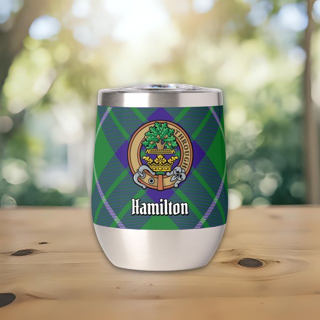 Clan Hamilton Wappen über Jagd Tartan (Von Creator hochgeladen)